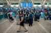Travellers wait at the check-in for cancelled WestJet flights at Vancouver International Airport in Richmond, B.C., on Sunday, August 2, 2026. THE CANADIAN PRESS/Ethan Cairns