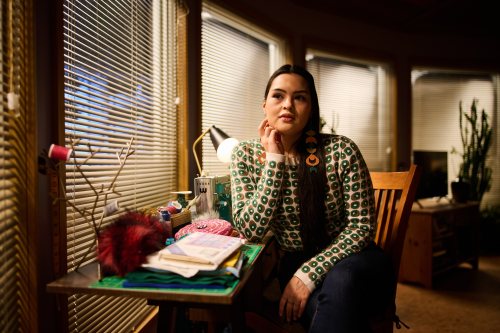 Actress Anna Lambe pauses for a portrait on set during the filming of the second season of 