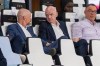 FIFA president Gianni Infantino, centre, speaks to FIFA secretary general Mattias Grafstrom, left, sitting beside president of Moroccan Royal Football Federation Fouzi Lekjaa as they attend a Women's AFCON 2026 soccer match between Malawi and Zambia, in Rabat, Morocco, Wednesday, Aug. 5, 2026. (AP Photo)