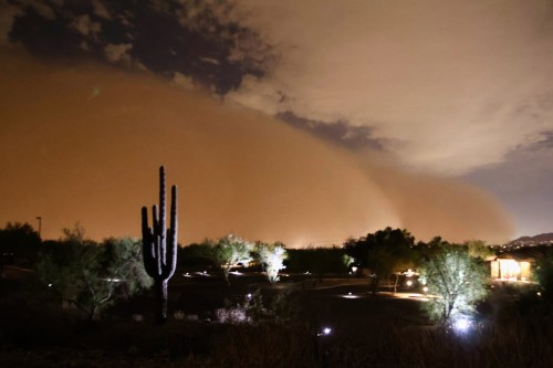 This photo provided by Sean Voysey Olson shows a large haboob dust storm Monday, Aug. 3, 2026, in Scottsdale, Ariz. (Sean Voysey Olson via AP)