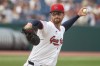 Cleveland Guardians starting pitcher Foster Griffin delivers against the New York Mets during the first inning of a baseball game, Thursday, Aug. 6, 2026, in Cleveland. (AP Photo/Phil Long)