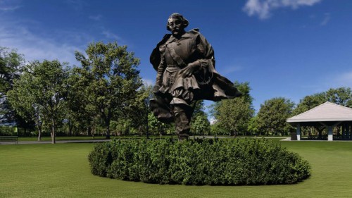 A conceptual illustration of a statue of Samuel de Champlain, proposed to be installed at a city park in Orillia, Ont., is shown in this undated handout image. THE CANADIAN PRESS/Handout - City of Orillia (Mandatory Credit)