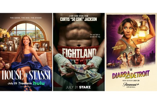 This combination of images shows promotional art for 