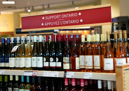 Canadian alcohol is seen at an LCBO store in Ottawa, on Monday, Aug. 17, 2026. THE CANADIAN PRESS/Justin Tang