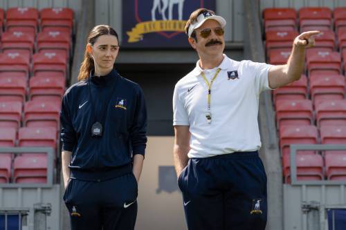 Apple TV
                                Tanya Reynolds and Jason Sudeikis head to the pitch in a new season of Ted Lasso.