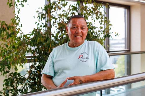 MIKE DEAL / FREE PRESS
                                Clayton Sandy is an Indigenous Knowledge Keeper and community advocate in Winnipeg who has dedicated much of his work to supporting both Indigenous and newcomer communities. Reporter: Zoe Pierce 260729 - Wednesday, July 29, 2026.
