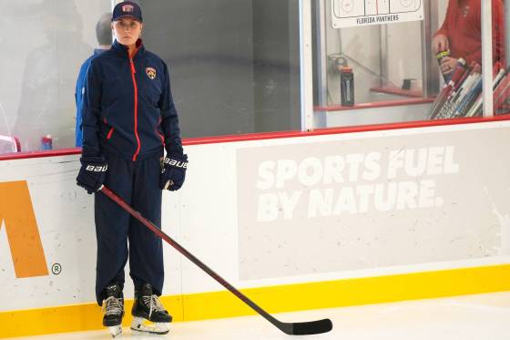 Christine Bumstead has been everything from the first female performance coach for the WHL’s Saskatoon Blades to a teacher at Morden Middle School to head coach of Canada’s women’s team at the 2024 World Deaf Ice Hockey Championship. (Lynne Sladky / The Associated Press files)
