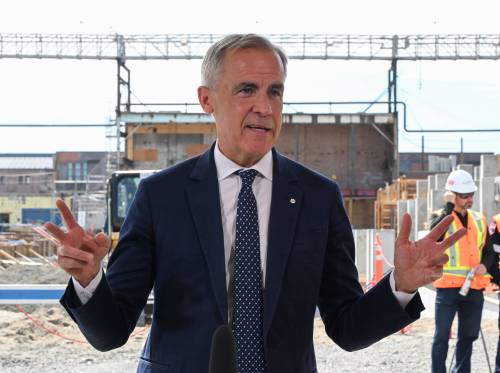 THE CANADIAN PRESS/Jacques Boissinot
                                Prime Minister Mark Carney responds to reporters&rsquo; questions during a news conference at Rio Tinto aluminum plant in Saguenay, Quebec on Aug. 6.