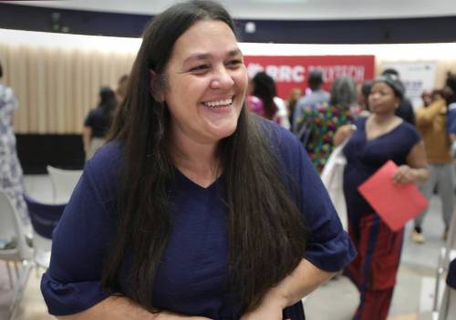 RUTH BONNEVILLE / FREE PRESS
                                Pauline Pollard celebrates receiving her certificate of accreditation for shelter support work at RRC Polytech Exchange District Campus Tuesday.
