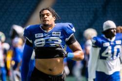 MIKAELA MACKENZIE / FREE PRESS
                                Winnipeg Blue Bombers rookie defensive lineman Michael Fletcher said Tuesday he &lsquo;dove all into sports&rsquo; as an escape growing up in Flint, Mich., during the water crisis in the 2010s.
