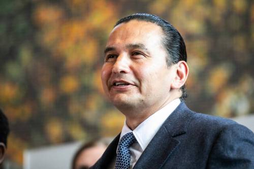 MIKAELA MACKENZIE / FREE PRESS
                                The province has added 4,725 net new health-care workers, Premier Wab Kinew told reporters Tuesday.
