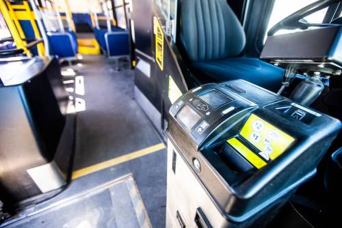 MIKAELA MACKENZIE / FREE PRESS The fare box on a conventional Winnipeg Transit bus on Monday, June 17, 2024. For file photos.
