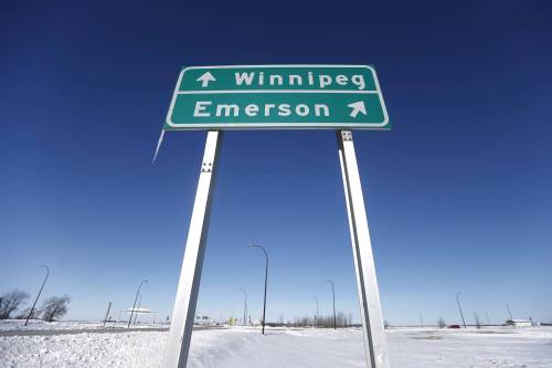 John Woods / THE CANADIAN PRESS FILES
                                A road sign is seen near Emerson, Man.
