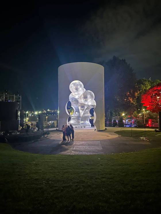 The monument intentionally includes a stage element where people can take up space and be seen. (Supplied)