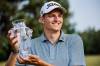 JOHN WOODS / FREE PRESS
                                Daniel Svärd is presented with the trophy after defeating Adam Duncan in the Manitoba Open at Elmhurst Golf Club Sunday, August 23, 2026. reporter: mike