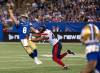 ROBERT LEE / FREE PRESS
                                Winnipeg Blue Bombers&rsquo; quarterback Zach Collaros delivers a pass during the first half CFL football action in Winnipeg on Friday.