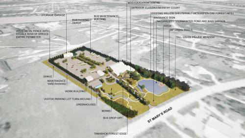 SUPPLIED
                                Plans for the Louis Riel School Division&rsquo;s outdoor education facility would include a 10,869-square-foot (1,010-square-metre) building with three classrooms, seven offices, multi-purpose rooms, workstations and common areas and an outdoor classroom on 8.2 acres (3.3 hectares) of land at 3280 St. Mary&rsquo;s Rd. in the St. Vital Perimeter South neighbourhood.