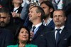 FILE - UEFA's deputy general secretary Kevin Lamour, centre, looks on as he stands next to UEFA President Aleksander Ceferin, right, prior to the start of a Group F match between Turkey and Georgia at the Euro 2024 soccer tournament in Dortmund, Germany, Tuesday, June 18, 2024. K(AP Photo/Alessandra Tarantino, File)
