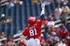 Washington Nationals' Abimelec Ortiz celebrates his solo home run during the third inning of a baseball game against the Cincinnati Reds, Sunday, Aug. 9, 2026, in Washington. (AP Photo/Nick Wass)