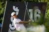Captain Joaquín Niemann, of Torque GC, hits from the 16th tee during the first round of LIV Golf Bedminster at Trump National Golf Club, Thursday, Aug. 6, 2026, in Bedminster, N.J. (Montana Pritchard/LIV Golf via AP)