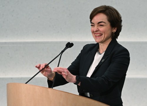 Quebec Premier Christine Frechette smiles moments before she is sworn in at the legislature in Quebec City on Wednesday, April 15, 2026. THE CANADIAN PRESS/Jacques Boissinot
The Canadian Press