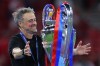 FILE - PSG's head coach Luis Enrique celebrates after the Champions League final soccer match between Paris Saint-Germain and Arsenal in Budapest, Hungary, Saturday, May 30, 2026. AP Photo/Armin Durgut, File)