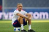 PSG's head coach Luis Enrique sits on a ball during a training session ahead of the UEFA Super Cup soccer match against Aston Villa in Salzburg, Austria, Tuesday, Aug. 11, 2026. (AP Photo/Darko Bandic)