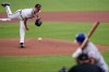 Atlanta Braves pitcher Tyler Mahle (54) delivers to New York Mets' A.J. Ewing in the first inning of a baseball game, Wednesday, Aug. 12, 2026, in Atlanta. (AP Photo/Mike Stewart)