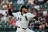 Chicago White Sox starting pitcher Luis Castillo throws against the Cincinnati Reds during the first inning of a baseball game in Chicago, Wednesday, Aug. 12, 2026. (AP Photo/Nam Y. Huh)