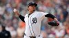 Detroit Tigers pitcher Keider Montero throws against the Cleveland Guardians during the first inning of a baseball game Thursday, Aug. 13, 2026, in Detroit. (AP Photo/Paul Sancya)