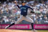 Seattle Mariners pitcher Logan Gilbert (36) throws during the first inning of a baseball game against the New York Yankees, Thursday, Aug. 13, 2026, in New York. (AP Photo/Yuki Iwamura)