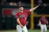 Arizona Diamondbacks pitcher Paul Sewald acknowledges the final out against the San Diego Padres during the ninth inning of a Major League Baseball game on Aug. 5, 2026, in Phoenix. (AP Photo/Ross D. Franklin)