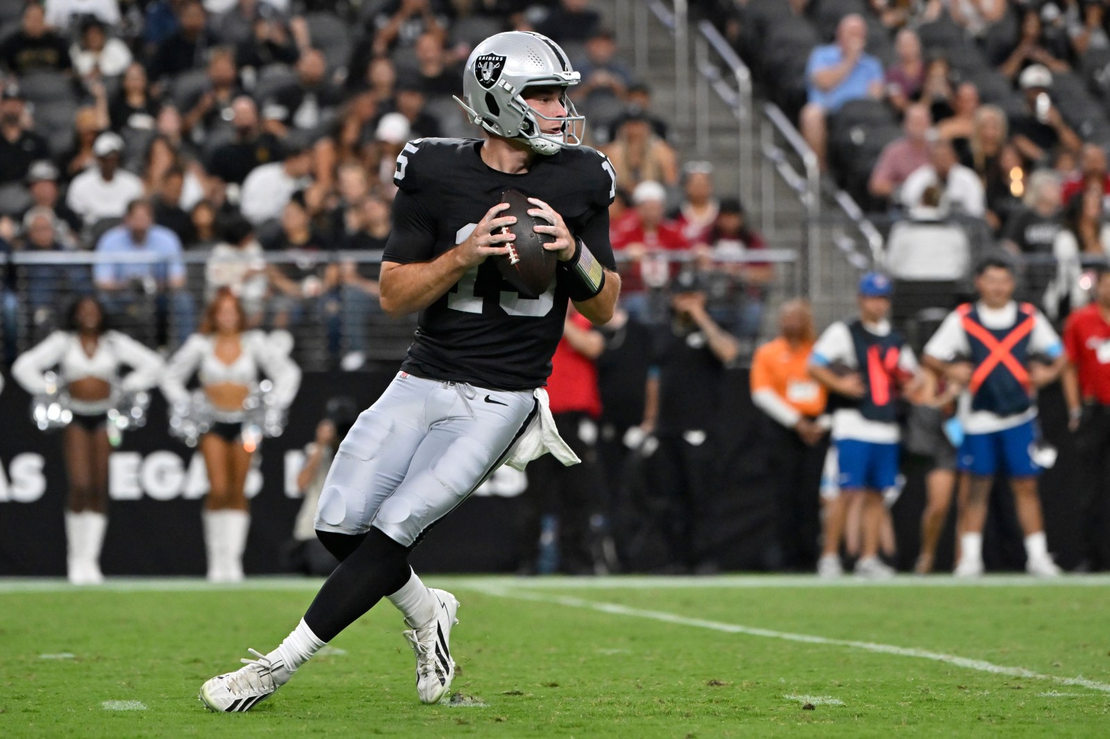 Fernando Mendoza dives into video study after Raiders’ loss in preseason opener