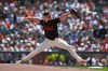 San Francisco Giants starting pitcher Logan Webb (62) pitches against the Colorado Rockies in the first inning of baseball game in San Francisco, Calif., Saturday, Aug. 15, 2026. (Jose Carlos Fajardo/Bay Area News Group)