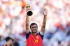 Spain's Rodri celebrates with the tournament's best player award after the World Cup final soccer match between Spain and Argentina in East Rutherford, N.J., near New York, Sunday, July 19, 2026. (AP Photo/Abbie Parr)