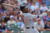 St. Louis Cardinals' Jordan Walker watches his two-run home run during the fourth inning of a baseball game against the Chicago Cubs, Sunday, Aug. 16, 2026, in Chicago. (AP Photo/Melissa Tamez)