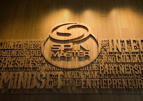 A company logo is shown at the Spin Master toy and entertainment company office in Toronto on Tuesday, January 29, 2019. THE CANADIAN PRESS/Nathan Denette
