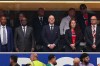 FIFA President Gianni Infantino, front center, and Norway's Football Federation president Lise Klavenessin, front second right, the stands ahead of the World Cup round of 32 soccer match between Ivory Coast and Norway in Arlington, Texas, near Dallas, Tuesday, June 30, 2026. (AP Photo/Julio Cortez)