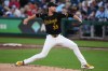Pittsburgh Pirates pitcher Braxton Ashcraft delivers during the first inning of a baseball game against the Detroit Tigers in Pittsburgh, Tuesday, Aug. 18, 2026. (AP Photo/Gene J. Puskar)