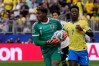 FILE - Japan goalkeeper Zion Suzuki (1) makes a save during the World Cup round of 32 soccer match between Brazil and Japan in Houston, Monday, June 29, 2026. (AP Photo/David J. Phillip, File)