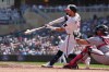 Minnesota Twins Kody Clemens hits a two-run double during the fifth inning of a baseball game against the Atlanta Braves, Wednesday, Aug. 19, 2026, in Minneapolis. (AP Photo/Abbie Parr)
