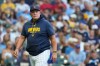 Milwaukee Brewers manager Pat Murphy looks on during the third inning of a baseball game against the Minnesota Twins, Saturday, Aug. 8, 2026, in Milwaukee. (AP Photo/Aaron Gash)