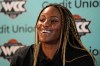 Gonzaga's Yvonne Ejim speaks with members of the media during the West Coast Conference Women's NCAA college basketball media day on Oct. 16, 2024, in Las Vegas. (AP Photo/John Locher)