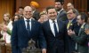 Leader of the Conservative Party Pierre Poilievre walks with new member of Parliament for Durham Jamil Jivani as he takes his place in the House of Commons before Question Period, Monday, April 8, 2024 in Ottawa. THE CANADIAN PRESS/Adrian Wyld