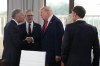 From left, Canadian Prime Minister Mark Carney, British Prime Minister Keir Starmer, U.S. President Donald Trump and French President Emmanuel Macron during a working session at the G7 summit in Evian-les-Bains, France, Tuesday, June 16, 2026. (AP Photo/Thibault Camus, Pool)