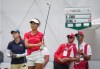 Aphrodite Deng, of Canada, watches her tee shot on the 17th hole during the third round at the LPGA CPKC Canadian Women's Open golf tournament, in Edmonton, on Saturday, Aug. 22, 2026. THE CANADIAN PRESS/Darryl Dyck