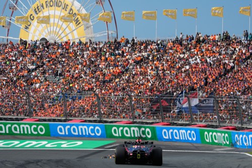 Red Bull driver Max Verstappen of the Netherlands in action during sprint race at the Formula One Dutch Grand Prix in Zandvoort , Netherlands, Saturday, Aug. 22, 2026. (AP Photo/Darko Bandic)