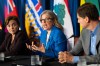 New Brunswick Premier Susan Holt speaks to reporters with fellow premiers at a press conference closing the Council of the Federation meetings in Charlottetown on Wednesday July 22, 2026. THE CANADIAN PRESS/Darren Calabrese