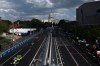 Christian Rasmussen (21), of Denmark, leads a pack of cars during the IndyCar Freedom 250 Grand Prix auto race in Washington, Sunday, Aug. 23, 2026. (AP Photo/Allison Robbert)