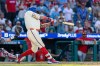 Philadelphia Phillies' Kyle Schwarber hits the winning home run in the ninth inning of a baseball game against the St. Louis Cardinals, Sunday, Aug. 23, 2026, in Philadelphia. (AP Photo/Laurence Kesterson)